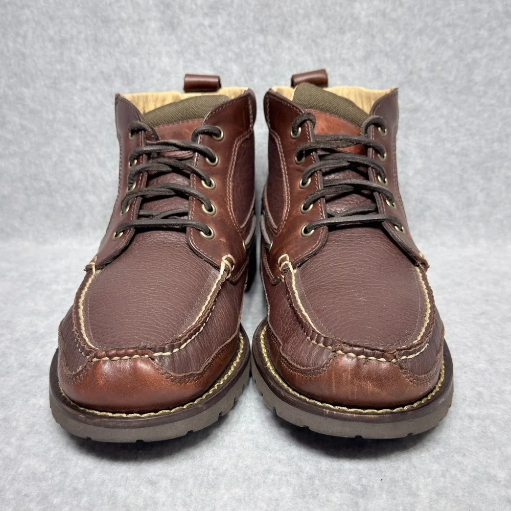 LL Bean Allagash Mens Size 10.5 Moc Toe Chukka Boots Brown Bison Leather